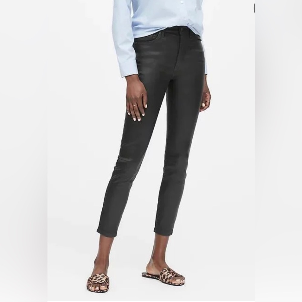 Banana Republic High Rise Skinny Ankle Mid Stretch Coated Premium Denim Size 29